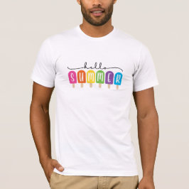 Camiseta Hola verano con texto colorido