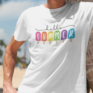 Camiseta Hola verano con texto colorido