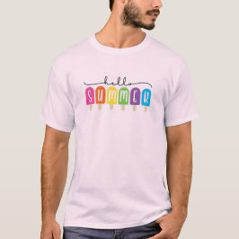 Camiseta Hola verano con texto colorido