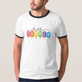 Camiseta Hola verano con texto colorido