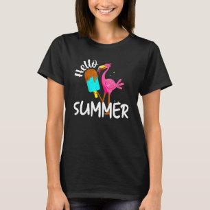 Camiseta Hola verano Crema de hielo Popsicle Flamingo Veran