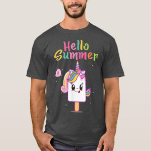 Camiseta Hola verano Cuesta Unicornio Crema de hielo Gelato