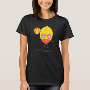 Camiseta Hola verano Cute Lemon Gafas de sol Playa de vacac
