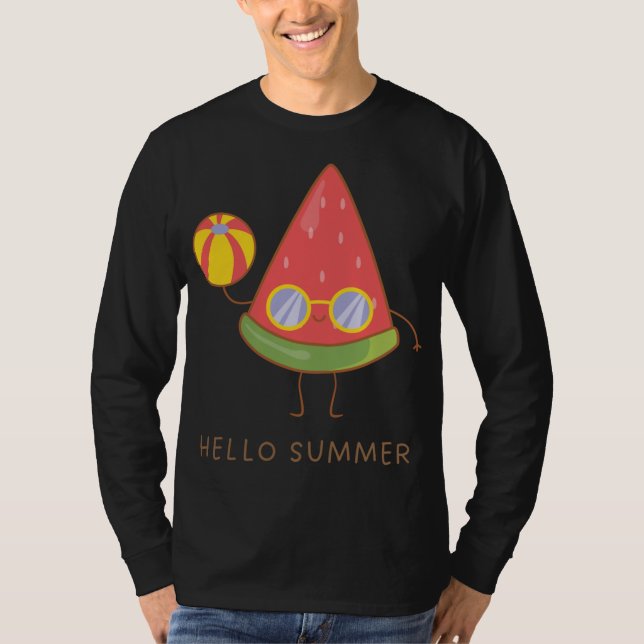 Camiseta Hola verano Cute sandía de verano gafas de sol Vac (Anverso)