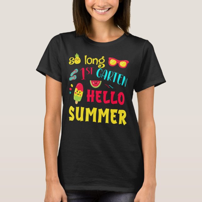 Camiseta Hola, verano de último día de clase, Gra (Anverso)