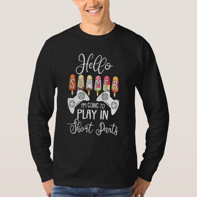 Camiseta Hola verano vacaciones de juegos Jugando videojueg (Anverso)