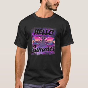 Camiseta Hola verano Vacaciones gafas de sol acuarela