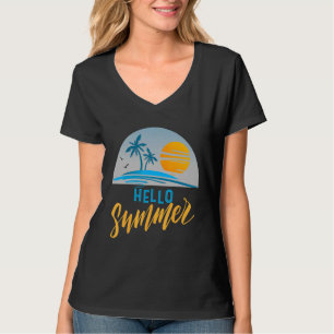 Camiseta Hola verano vacaciones Palm Tree Beach Chairs Summ