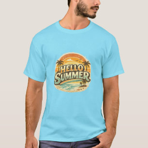 Camiseta Hola verano vintage playa atardecer
