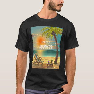 Camiseta Hola veranos vacaciones de verano Playa Palm Trees