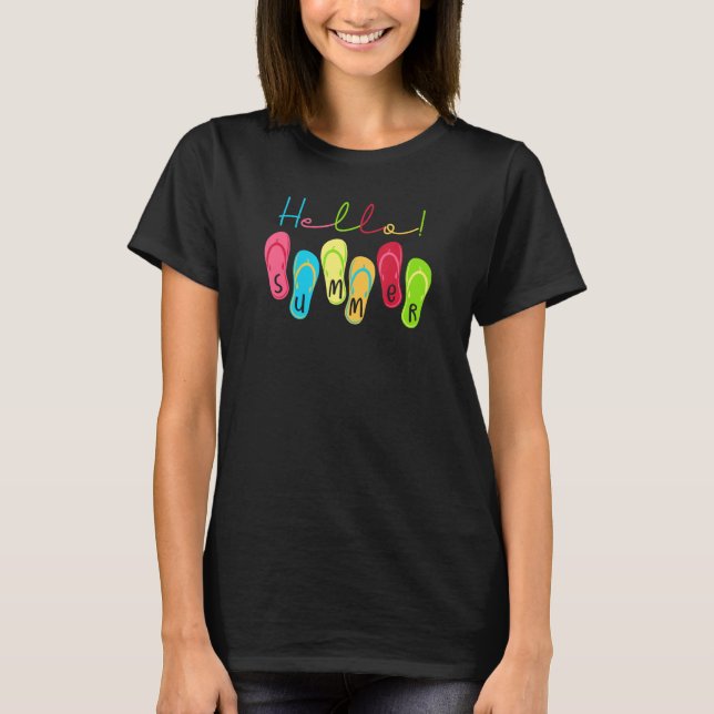Camiseta Hola Vibes de verano Flip Flops Beach Vacations Ni (Anverso)