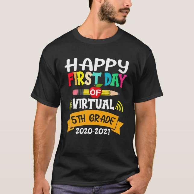 Camiseta Hola Virtual 5º Grado Escuadrón Gratuito Escuela (Anverso)