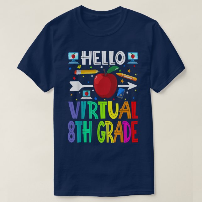 Camiseta Hola Virtual De Octavo Grado De Vuelta A La Camise (Diseño del anverso)
