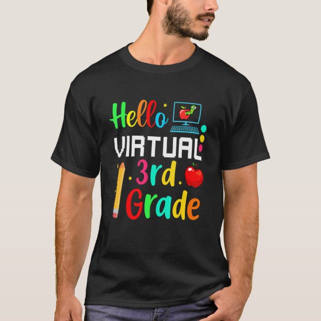Camiseta Hola virtual de tercer grado de vuelta a la escuel (Anverso)