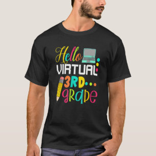 Camiseta Hola virtual de tercer grado de vuelta a la escuel