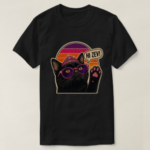 Camiseta Hola Zev! Gafas de sol Princesa Gato Negro Retro S