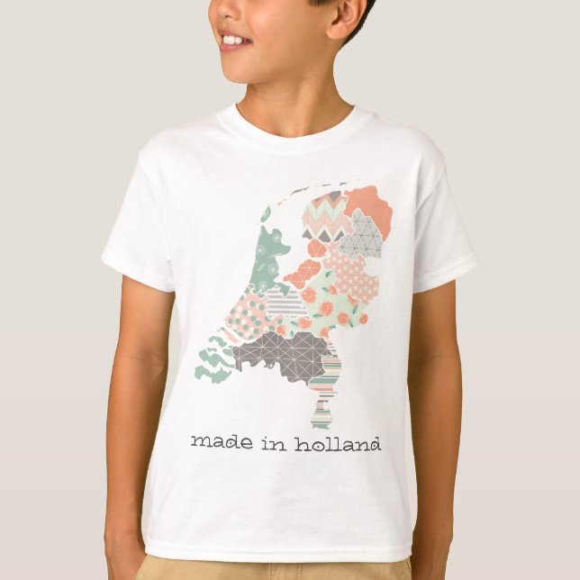 Camiseta Holanda Mapa de la Provincia Estilo de Parche Geom (Anverso)
