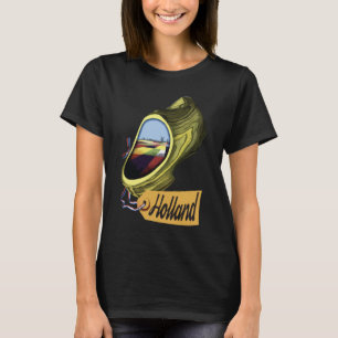 Camiseta Holanda Países Bajos Zapato de Madera Amarillo Via