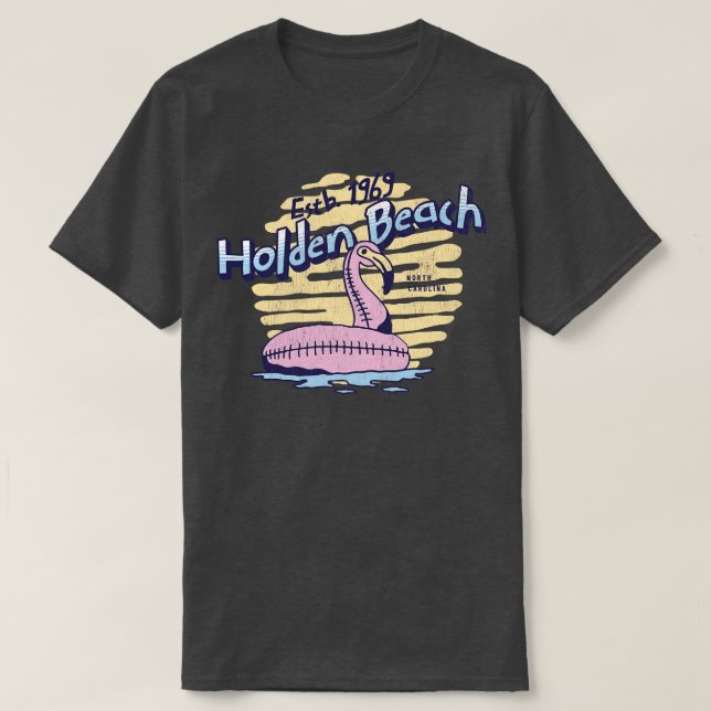 Camiseta Holden Beach North olina Ocean Float Flamingo (Diseño del anverso)