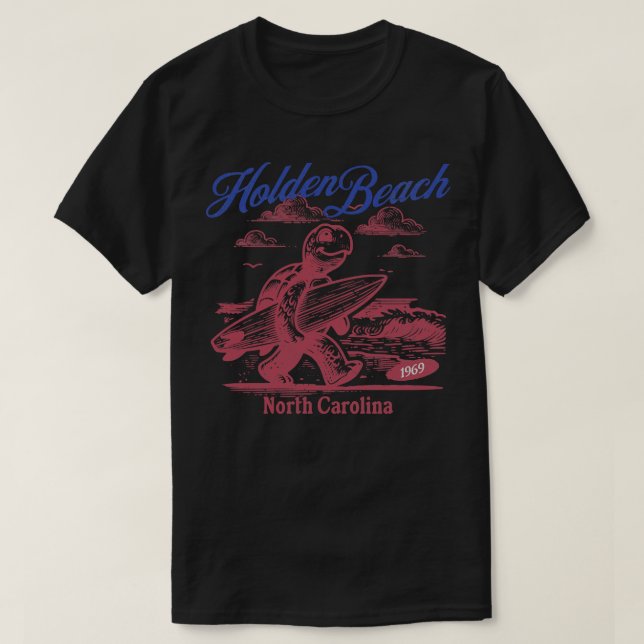 Camiseta Holden Beach North olina Surfing Sea Turtle (Diseño del anverso)