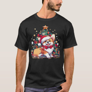 Camiseta holgada con árbol de Navidad Corgi