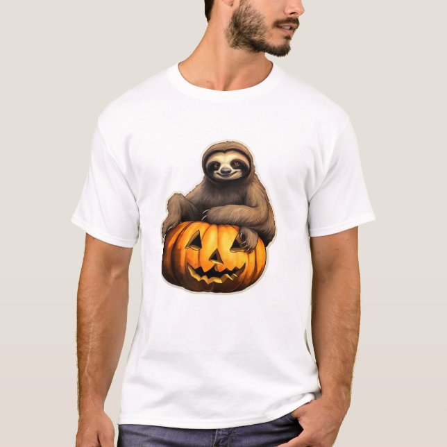 Camiseta holgada temática de perezoso de Halloween (Anverso)