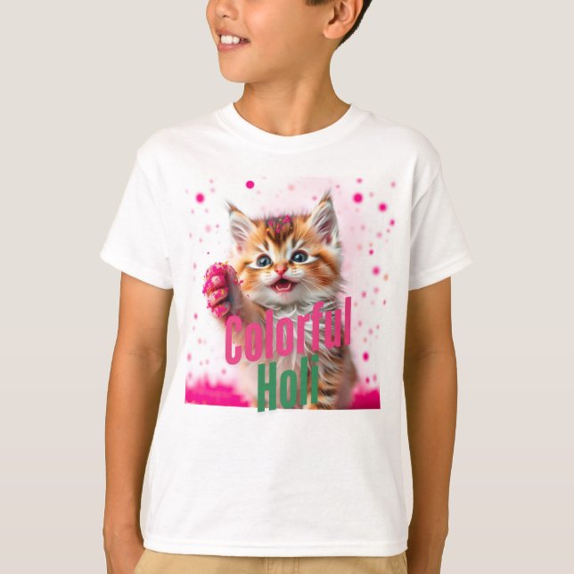 Camiseta Holi colorido - Edición Cute Kitten! (Anverso)