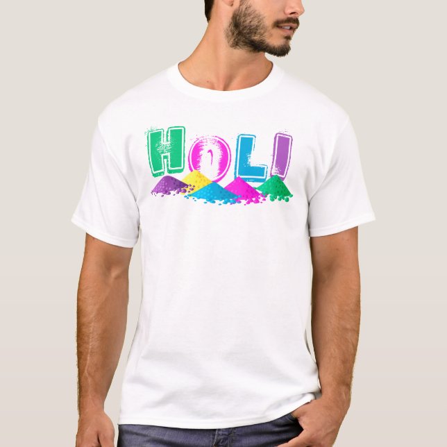 Camiseta Holi con láminas de polvo colorido (Anverso)
