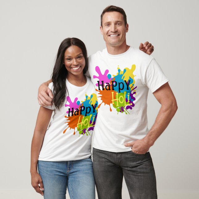 Camiseta Holi feliz colorido personalizado (Unisexo)