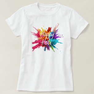 Camiseta Holi feliz para mujeres hombres niños color hindú