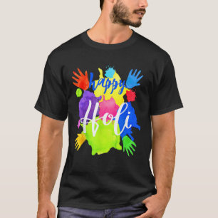 Camiseta Holi feliz para niños niños niños Chicas hindúes