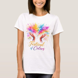 Camiseta Holi Festival Hands Throwing Colors Watercolor