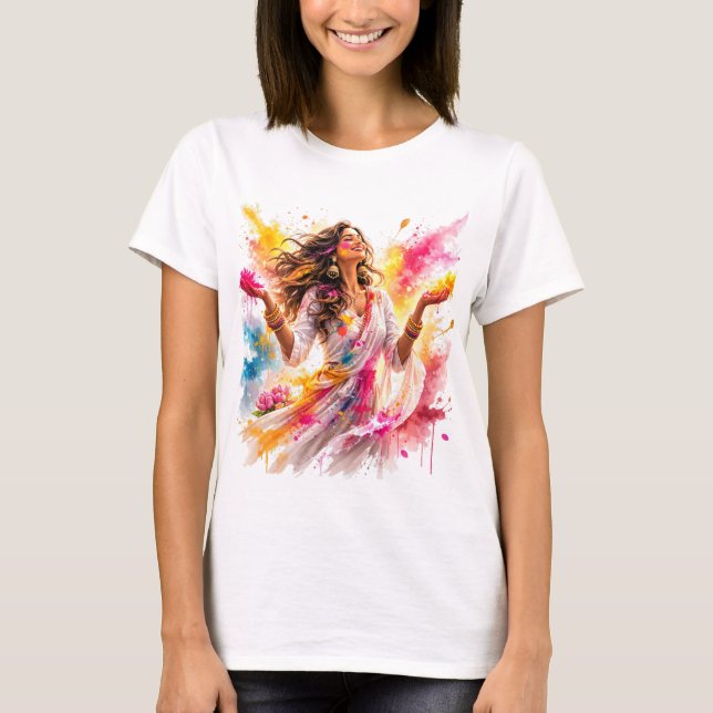 Camiseta Holi Festival Woman Watercolor (Anverso)