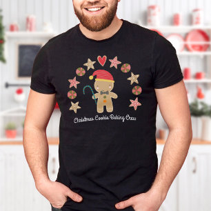 Camiseta Holiday Cute Gingerbread Boy Cookie Baking Crema