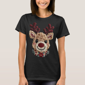 Camiseta Holiday Fun - Red Nose Reindeer Faux Yarn