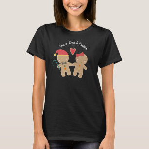 Camiseta Holiday Gingerbread Boy Chica Peace Love Cookies
