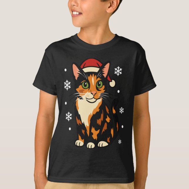 Camiseta Holiday Kitten Cute Christmas Cat Design Uni Long  (Anverso)
