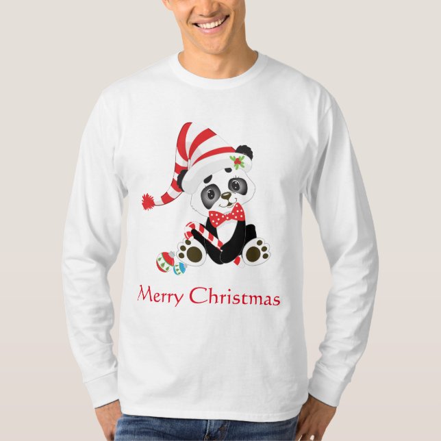 Camiseta Holiday Merry Christmas Panda (Anverso)