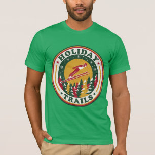 Camiseta Holiday Trails Vintage Esquí Navidad