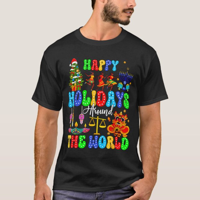 Camiseta Holidays Around World Xmas Hanukkah Kwanzaa Diwali (Anverso)