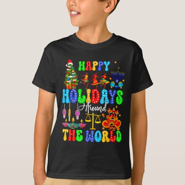 Camiseta Holidays Around World Xmas Hanukkah Kwanzaa Diwali (Anverso)