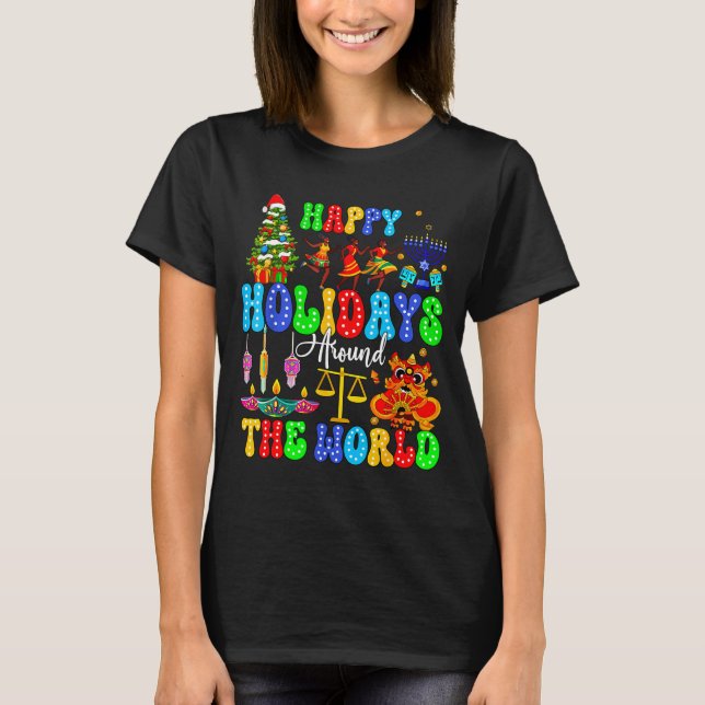 Camiseta Holidays Around World Xmas Hanukkah Kwanzaa Diwali (Anverso)