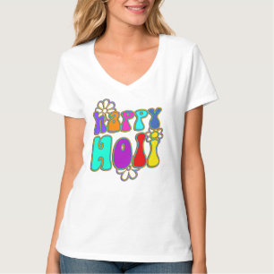 Camiseta holiES - FELIZ HOLI contorno flores 1
