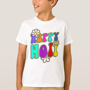 Camiseta holiES - FELIZ HOLI contorno flores 1