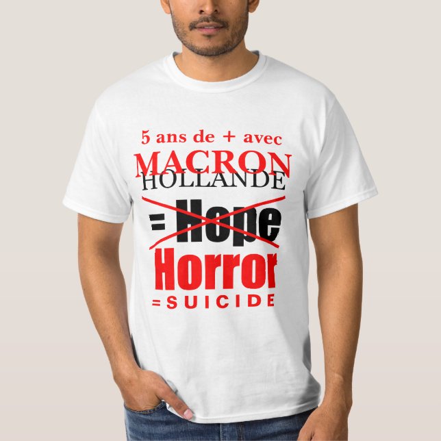 Camiseta Hollande + Macron = Horror - Tiro para hombres bla (Anverso)