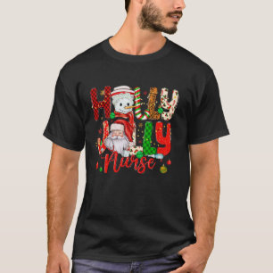 Camiseta Holly A Jolly Navidades de enfermería Santa Claus 