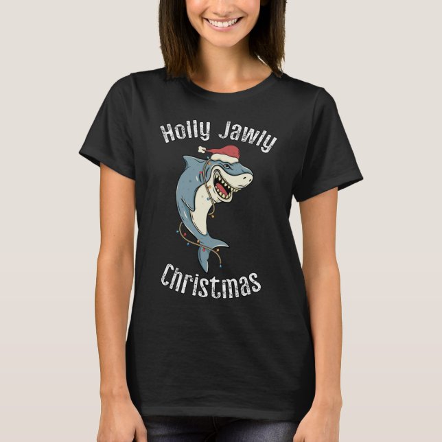 Camiseta Holly Jawly Navidades Funny Santa Shark Xmas Shark (Anverso)