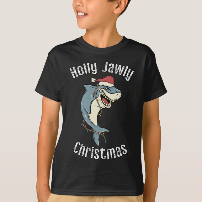 Camiseta Holly Jawly Navidades Funny Santa Shark Xmas Shark (Anverso)