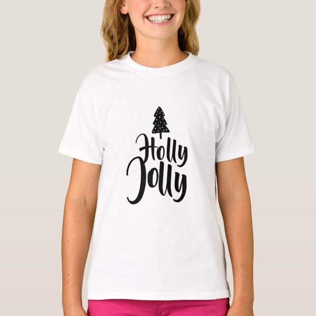 Camiseta Holly Jolly Black and White Merry Christmas (Anverso)