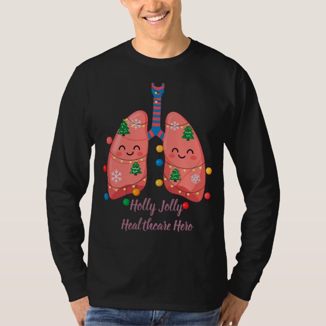 Camiseta Holly Jolly Christmas Lungs for Healthcare T-Shirt (Anverso)